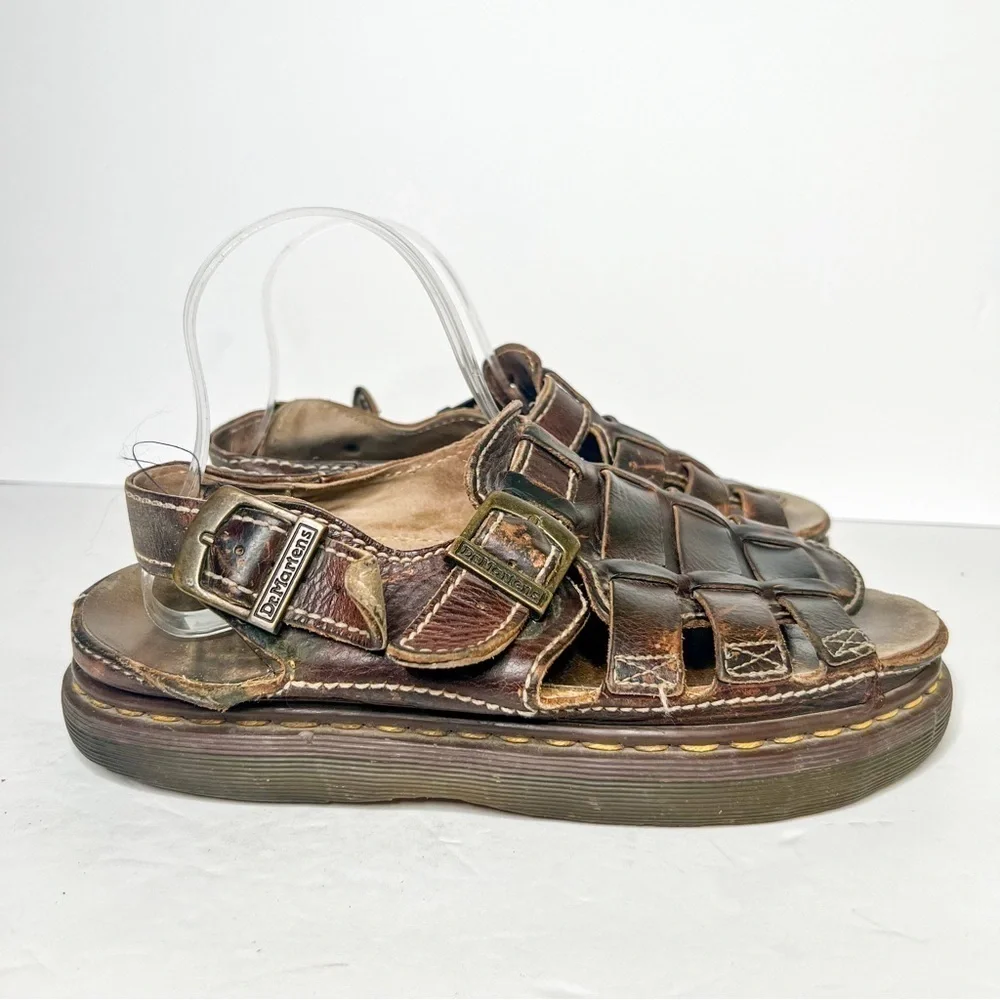 VTG Y2K Dr. Martens Chunky Fisherman Leather Sandals Slingback Size 10 Men’s